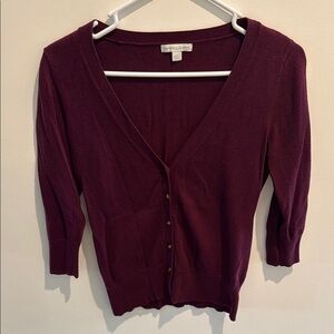 New York & Company Purple V-Neck Cardigan Sweater